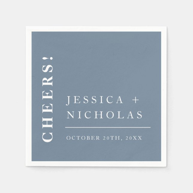 Guardanapo De Papel Casamento Mínimo Elegante Azul Moderno (Frente)