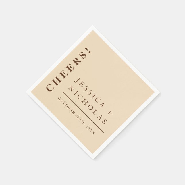 Guardanapo De Papel Casamento Mínimo Elegante Beige Moderno (Canto)