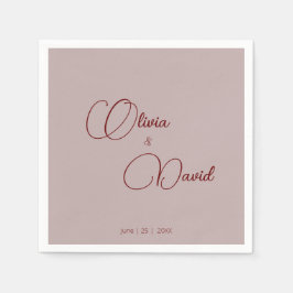 Guardanapo De Papel Casamento Mínimo Elegante de Rosa Dusty