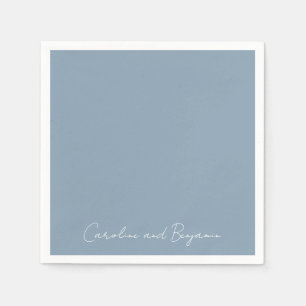 Guardanapo De Papel Casamento Mínimo Elegante Personalizado Dusty Blue