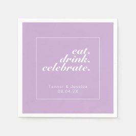 Guardanapo De Papel Casamento Mínimo Moderno e Púrpura Branca