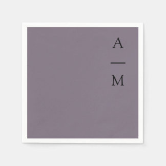 Guardanapo De Papel Casamento Mínimo Monograma Trendy Chic Dusty Purpl
