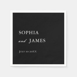 Guardanapo De Papel Casamento Mínimo Negro Elegante