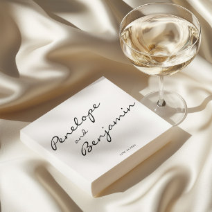 Guardanapo De Papel Casamento Mínimo Personalizado de Script Branco Pr