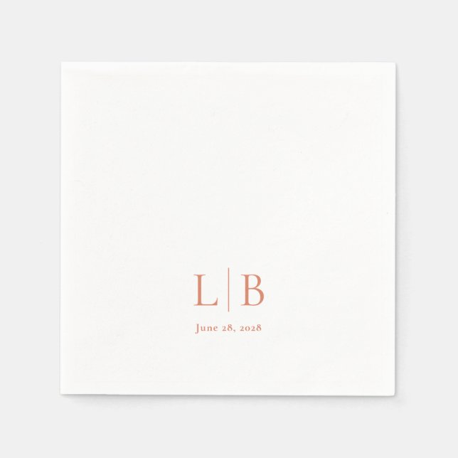 Guardanapo De Papel Casamento Mínimo Simples de Citrus Grove Monogramm (Frente)