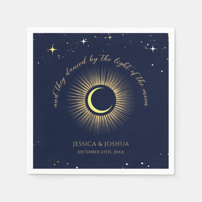 Guardanapo De Papel Casamento Místico do Marinho Celestial Starry Nigh (Frente)