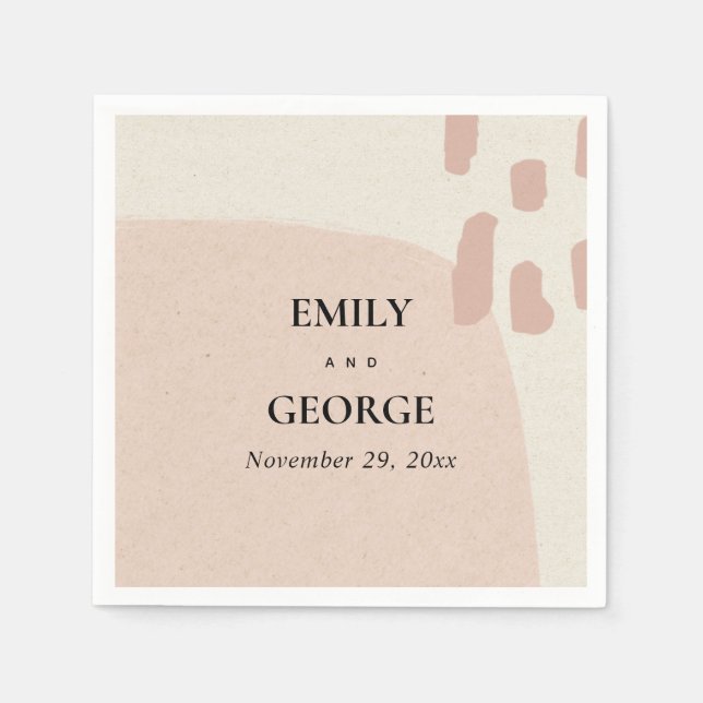 GUARDANAPO DE PAPEL CASAMENTO MODERNO ABSTRATO SOFT KRAFT BLUSH PINK (Frente)