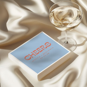 Guardanapo De Papel Casamento Moderno Blue Terracotta Chic Cheers