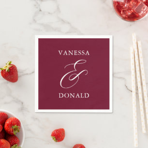 Guardanapo De Papel Casamento Moderno Burgundy Vanessa