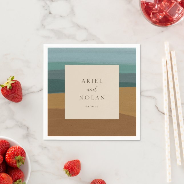 Guardanapo De Papel Casamento Moderno Chic abstrato Costal (Insitu)