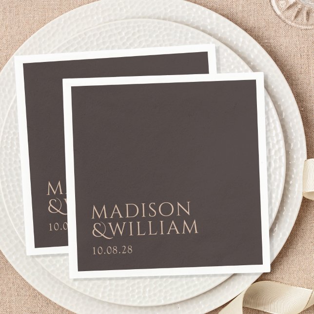 Guardanapo De Papel Casamento Moderno Chic Simples Marrom (Criador carregado)