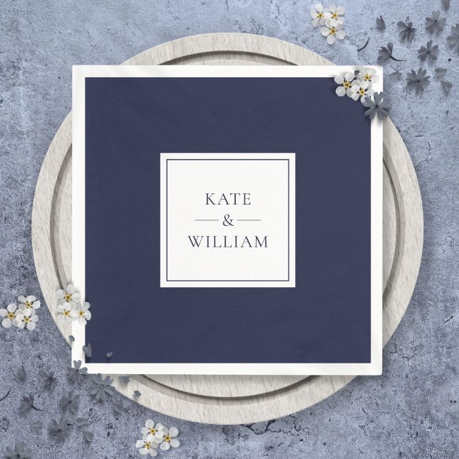 Guardanapo De Papel Casamento Moderno Clássico Azul Marinho (Navy Blue Classic Modern Wedding Napkins)