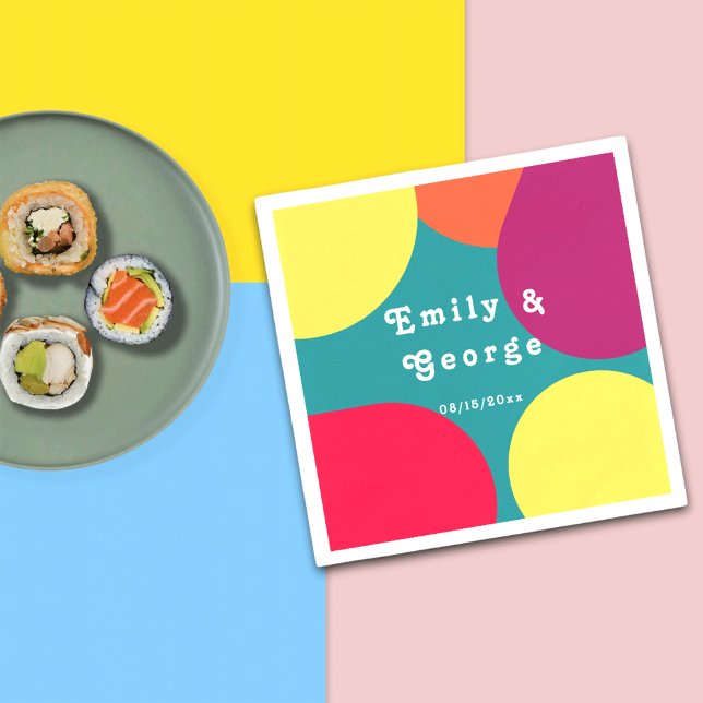 Guardanapo De Papel Casamento Moderno Colorido de Groovy Abstrato (Criador carregado)