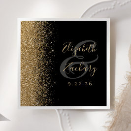 Guardanapo De Papel Casamento Moderno com Borda de Brilho Dourado Pret