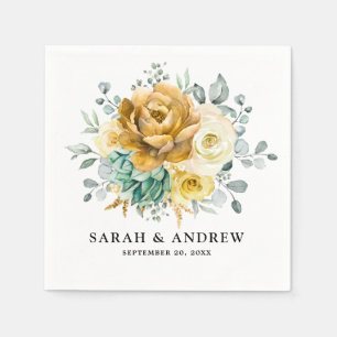 Guardanapo De Papel Casamento Moderno com Flor de Sálvia Amarela Mosta