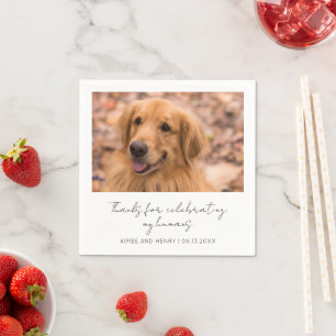 Guardanapo De Papel Casamento Moderno com Foto de Cachorro em Letra Ma