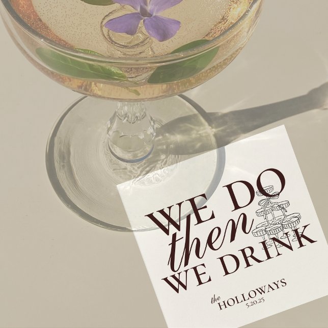 Guardanapo De Papel Casamento Moderno com Hora do Coquetel Personaliza (Modern Elegant Mousse Brown Wedding Suite Theme with options to personalize for your special day.)