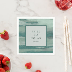 Guardanapo De Papel Casamento Moderno da Abstrato Costeira Ariel Teal 