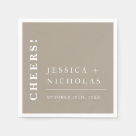 Guardanapo De Papel Casamento Moderno da Cinza de Oliva Mínima Elegant