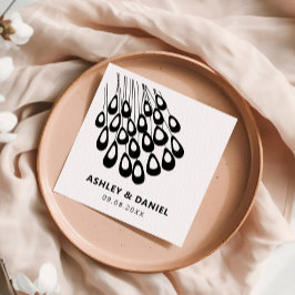 Guardanapo De Papel Casamento Moderno da Pena de Peacock Estilizada