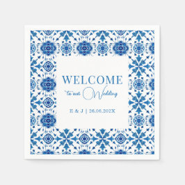 Guardanapo De Papel Casamento moderno de azulejos do verão mediterrâni