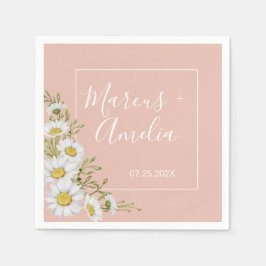 Guardanapo De Papel Casamento Moderno de Blush & White Daisies
