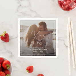 Guardanapo De Papel Casamento Moderno de Foto Branca e Preta