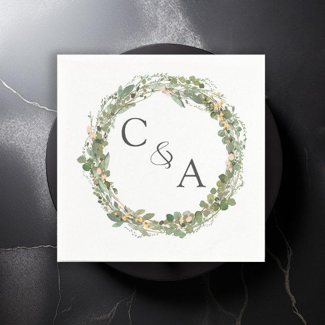 Guardanapo De Papel Casamento moderno e elegante de eucalipto (Criador carregado)