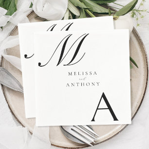Guardanapo De Papel Casamento Moderno e Minimalista do Monograma Elega