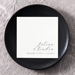 Guardanapo De Papel Casamento Moderno Elegante Preto e Branco