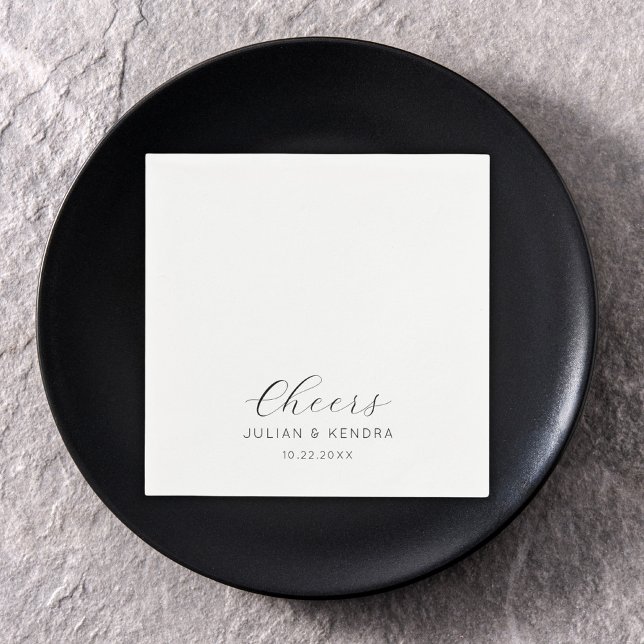 Guardanapo De Papel Casamento Moderno Elegante Preto e Branco (Criador carregado)