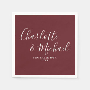 Guardanapo De Papel Casamento Moderno Elegante Rosa Rosewood em Letra 