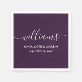 Guardanapo De Papel Casamento Moderno Elegante Roxo em Script