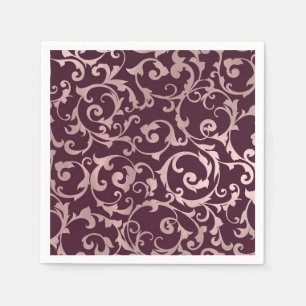 Guardanapo De Papel Casamento Moderno Elegante Vinho de Framboesa Dour