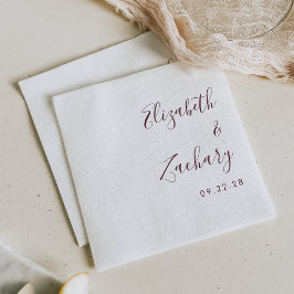 Guardanapo De Papel Casamento Moderno em Letra Burgundy
