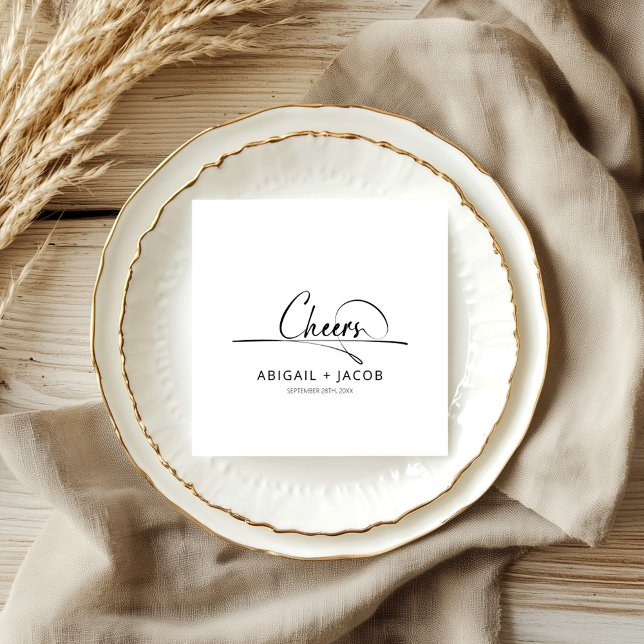 Guardanapo De Papel Casamento Moderno em Preto e Branco (Criador carregado)
