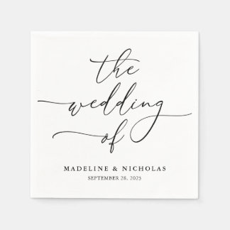 Guardanapo De Papel Casamento Moderno em Preto e Branco com Caligrafia