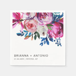 Guardanapo De Papel Casamento Moderno Floral Rosa Elegante