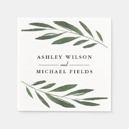 Guardanapo De Papel Casamento Moderno Folha de Samambaia Vegetação Bon