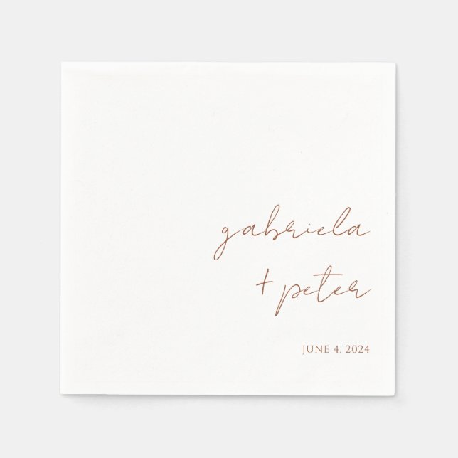 Guardanapo De Papel Casamento Moderno Laranja Queimado Simples e Minim (Frente)