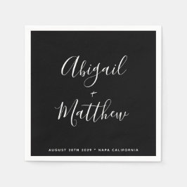 Guardanapo De Papel Casamento Moderno Minimalista Negro e Branco