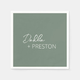 Guardanapo De Papel Casamento Moderno Mínimo de Sage Verde