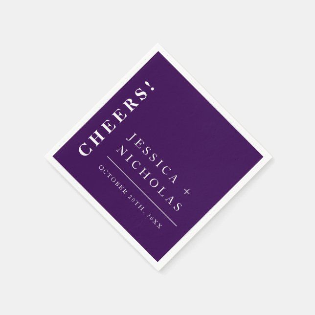 Guardanapo De Papel Casamento Moderno Mínimo Escuro Escuro Elegante (Canto)