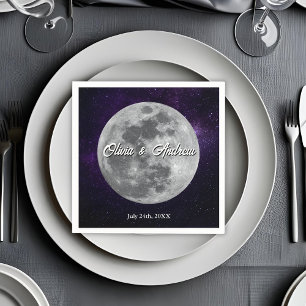 Guardanapo De Papel Casamento Moderno Noite Estrelada Lua Cheia
