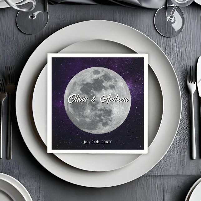 Guardanapo De Papel Casamento Moderno Noite Estrelada Lua Cheia (Criador carregado)