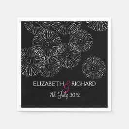 Guardanapo De Papel Casamento Moderno Preto Branco Boho Chic Daisy