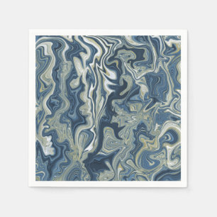 Guardanapo De Papel Casamento Moderno Redemoinho Azul Branco Dourado C