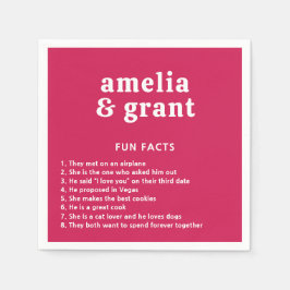 Guardanapo De Papel Casamento Moderno Rosa-Quente Retro