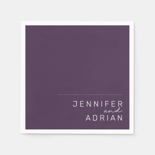 Guardanapo De Papel Casamento Moderno Roxo Mínimo Roxo Elegante Pastel (Frente)