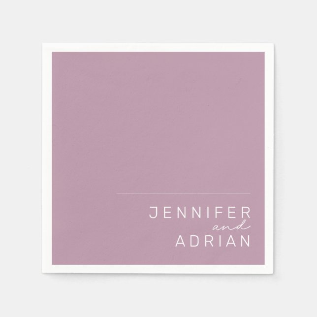 Guardanapo De Papel Casamento Moderno Roxo Mínimo Roxo Elegante Pastel (Frente)